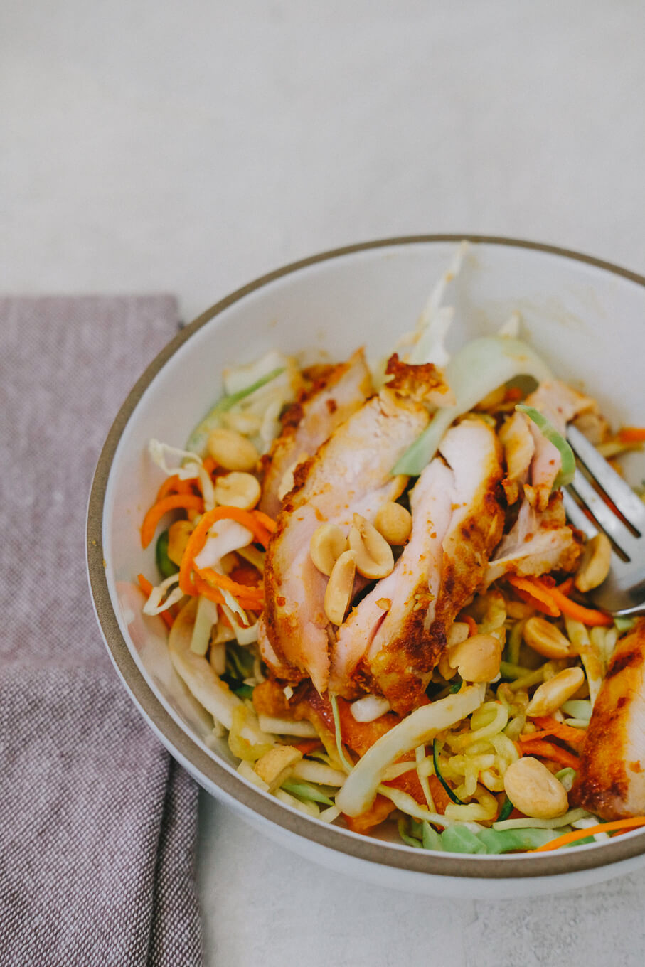 Sticky Chile Chicken with Peanut Veggie Noodles