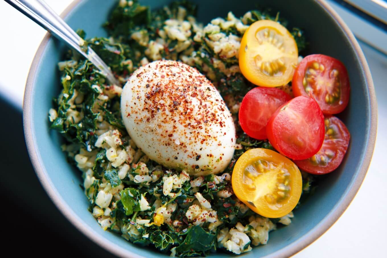 Sorrel pesto brown rice bowl